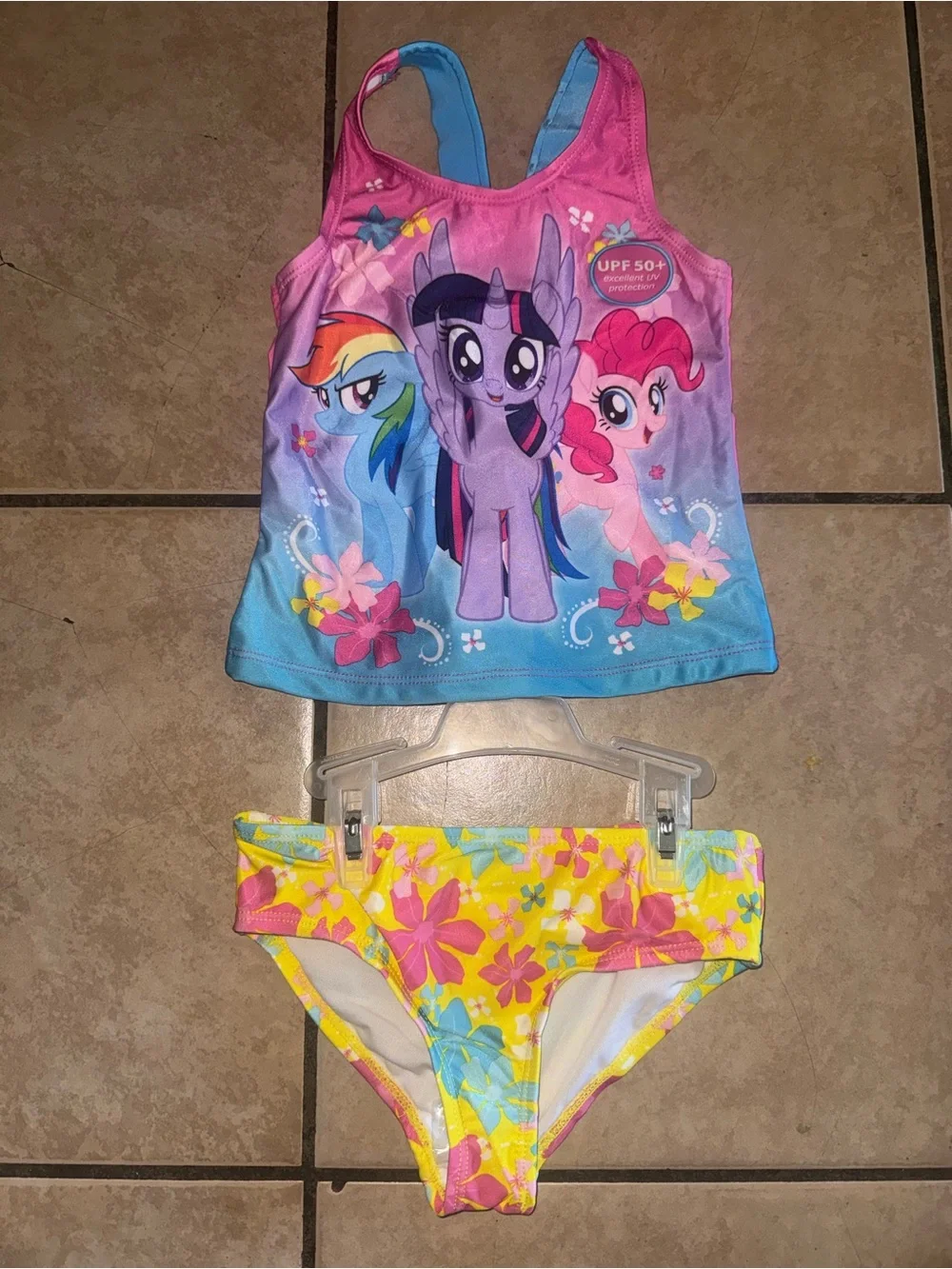 My Little Pony Pink, Blue & Yellow Girls' Two-Piece Swim Set